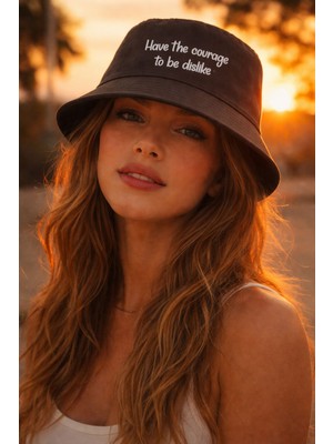 SF Collection Unisex Siyah Basic Yazı Baskılı Yazlık Bucket Kova Şapka