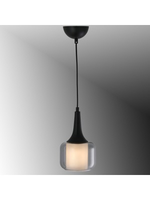 TT603-1-FULLSY Tt Aydınlatma Mat Siyah Tekli Silindir Çift Camlı Avize
