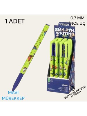 Seyfi Kırtasiye Desenli Gövde Jel Tükenmez Kalem Mavi Mürekkep 0.7 mm Iğne Uç Inceliği