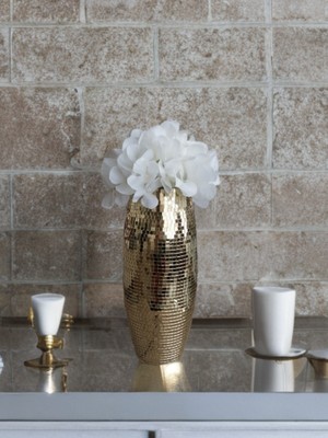 Işıltı Home Desing Işıltı Home Desıgn Aynalı Cam Vazo Açık Gold Orta Boy