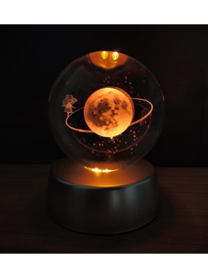 Vega Gift Shop 3D Samanyolu Temalı Renkli Satürnlü Kız Işıklı Cam Küre