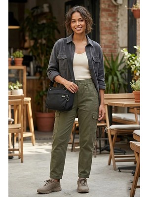 Ayakkabı Fuarı Elit SNMSI-6025T Kadın Suya Dayanıklı Omuz Çantası Siyah