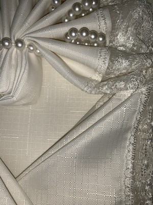 Cardea 12 Kişilik Şantuk Kumaş Masa Örtüsü Takımı 26 Parça Krem Renk Dikdörtgen Şekil