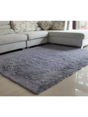 Sarar Peluş Halı Antrasit Renk Antialerjik Düz Tema 80 x 180 cm Yıkanabilir Kaymaz Taban