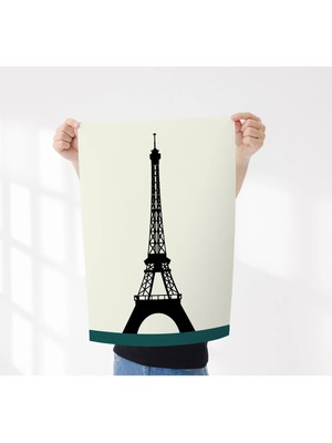 Rosaart Eyfel Kulesi Silüeti, Çerçevesiz Poster, Modern Minimal Dekoratif Duvar Posteri-Dijital Baskı