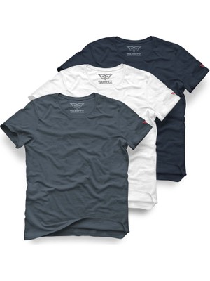 Tarrzzcom Unisex Basic Tişört 3’lü Set %100 Pamuklu Bisiklet Yaka Tişört Seti