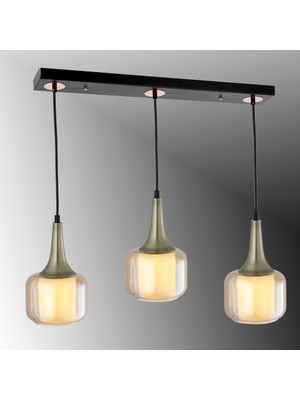 TT603-3S-SY-ESK Tt Aydınlatma Mat Siyah - Eskitme 3 Lü Silindir Çift Camlı Sıralı Avize