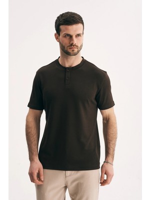 Silvano Erkek Hakim Yaka Düğmeli Slim Fit Merserize Dokulu Tişört