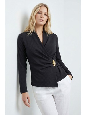 Rays Siyah Kruvaze Yaka Bluz 251298