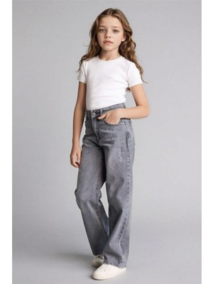DeFacto %100 Pamuk Straight Wide Jean Pantolon Kız Çocuk G9536A826SP