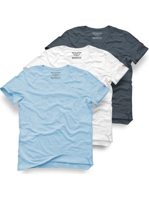 Tarrzzcom Unisex Basic Tişört 3’lü Set %100 Pamuklu Bisiklet Yaka Tişört Seti