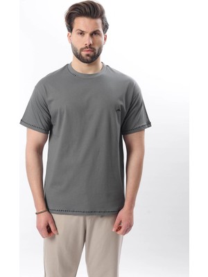 Madmext Füme Nakış Detaylı Erkek T-Shirt E7112