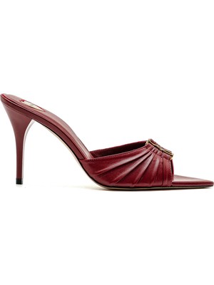 Sofia Baldi Bane Kırmızı Hakiki Deri Kadın Topuklu Terlik