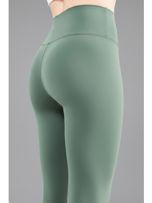 Meyou Bags Kadın Toparlayıcı Etkili Kahverengi Yüksek Bel Günlük ve Spor Parlak Tayt Pantolon