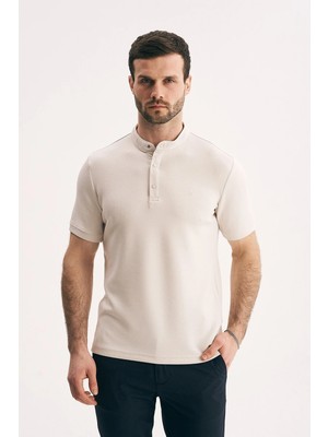 Silvano Erkek Hakim Yaka Düğmeli Slim Fit Merserize Dokulu Tişört