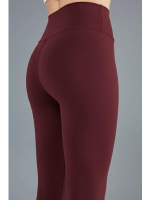 Meyou Bags Kadın Toparlayıcı Etkili Kahverengi Yüksek Bel Günlük ve Spor Parlak Tayt Pantolon