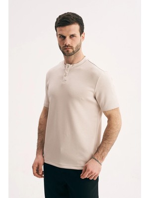 Silvano Erkek Hakim Yaka Düğmeli Slim Fit Merserize Dokulu Tişört