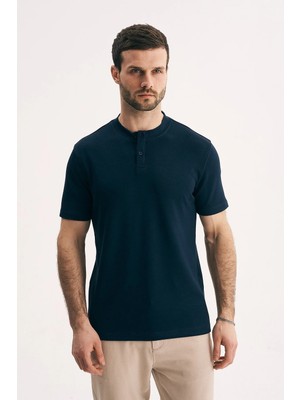 Silvano Erkek Hakim Yaka Düğmeli Slim Fit Merserize Dokulu Tişört