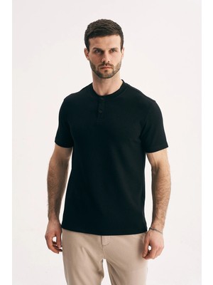 Silvano Erkek Hakim Yaka Düğmeli Slim Fit Merserize Dokulu Tişört