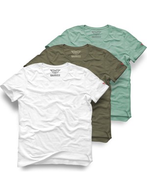 Tarrzzcom Unisex Basic Tişört 3’lü Set %100 Pamuklu Bisiklet Yaka Tişört Seti