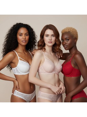 Bonbon Kadın Kapsız Dantelli 3 Renk 3'lü Paket Sütyen BB2374