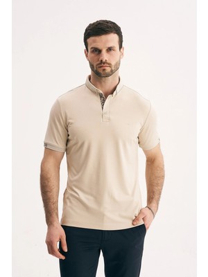 Silvano Erkek Yaka Içi Desenli Premium Slim Fit Polo Yaka Tişört