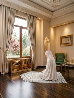 Brillant Modern Çiçekli Medine Seccade 80X140