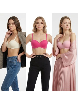 Bonbon Kadın Straplez 3'lü 3 Renk Sütyen BB2367
