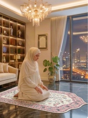 Brillant Modern Çiçekli Medine Seccade 80X140