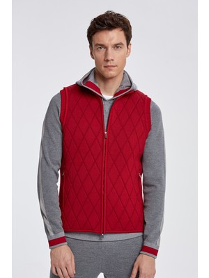 Merino Yün Activewear Kırmızı Triko Yelek