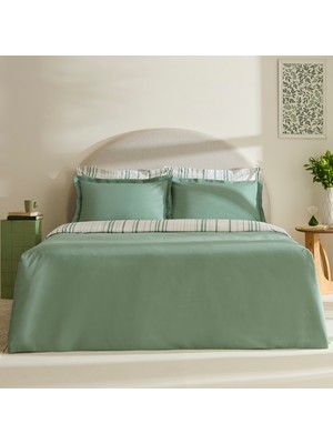 Karaca Home Cool Stripe Çift Kişilik Nevresim Takımı Yeşil