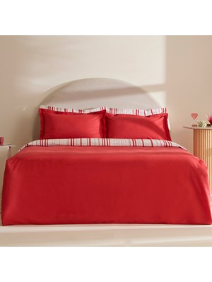 Karaca Home Cool Stripe Çift Kişilik Nevresim Takımı Kırmızı