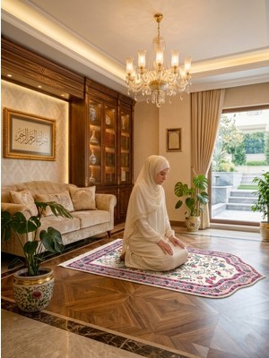 Brillant Modern Çiçekli Medine Seccade 80X140