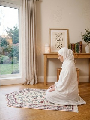 Brillant Modern Çiçekli Medine Seccade 80X140