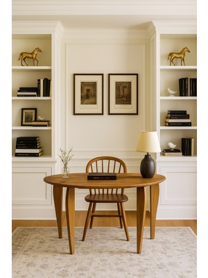 Vornom Fasulye Tasarım Ceviz Çalışma Masası - Ev Ofis Çalışma Masası