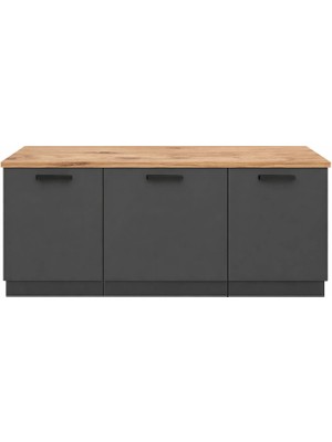 T Designo Devin Mutfak Alt Modül 120 cm Antrasit - Tezgah Dahil