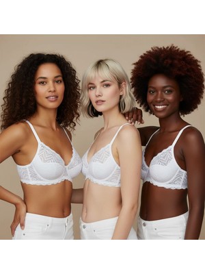 Bonbon Kadın Dantelli Toparlayacı 3 Renk 3'lü Paket Sütyen BB2376
