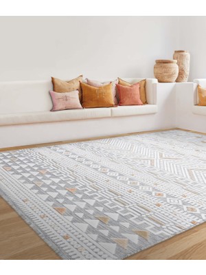 Koza Halı Sand Gri Sarı Modern Halı Yıkanabilir 50 x 80 cm Polipropilen Taban