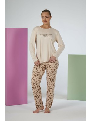 Estiva Kadın Flora Alt Desenli Soft Uzun Kollu Pijama Takımı
