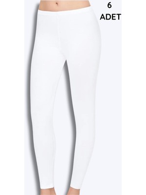 Tutku Elit 2101 Elit Kadın Modal Elastan Uzun Tayt 6lı Paket Beyaz