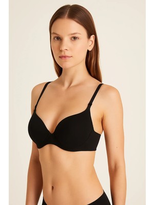 1101 Ebru Silikonlu Desteksiz Sütyen 6lı Paket Siyah