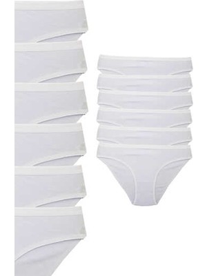 635 Tutku Kadın Suyolu Bikini 12LI Paket Beyaz