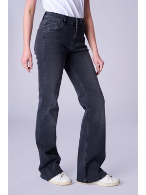 Twister Tina 9500-01 Black Likralı Ispanyon Paça Kadın Kot Pantolon Füme