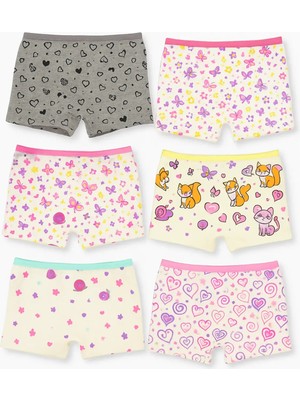 0849 Tutku Kız Elastan Empirme Şort 6lı