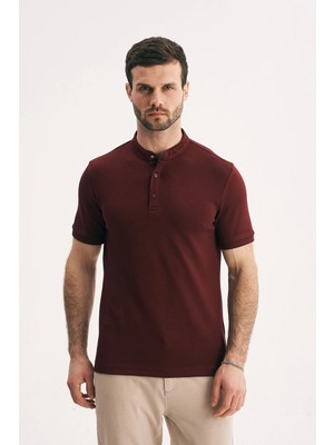 Silvano Erkek Hakim Yaka Düğmeli Slim Fit Merserize Dokulu Tişört