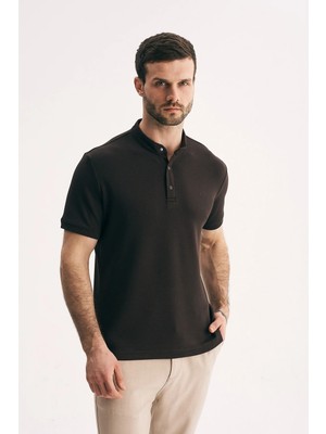 Silvano Erkek Hakim Yaka Düğmeli Slim Fit Merserize Dokulu Tişört