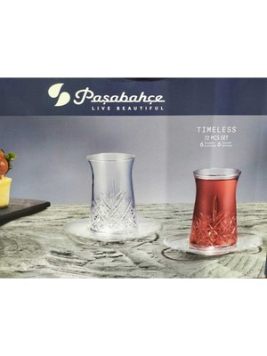 Paşabahçe Timeless Çay Bardağı Takımı- 6 Bardak + 6 Tabak 96991
