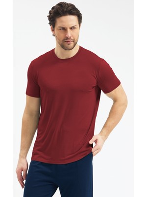 Malabadi Erkek Bordo Bisiklet Yaka Micro Modal Extra Yumuşak Rahat Kalıp Tişört 930