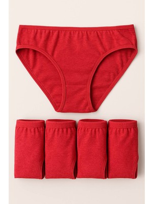 0615 Tutku Kadın Ribana Bikini Kom 12LI Paket Kırmızı