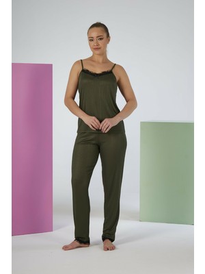 Estiva Kadın Ip Askılı Likra Viskon Yazlık Pijama Takımı